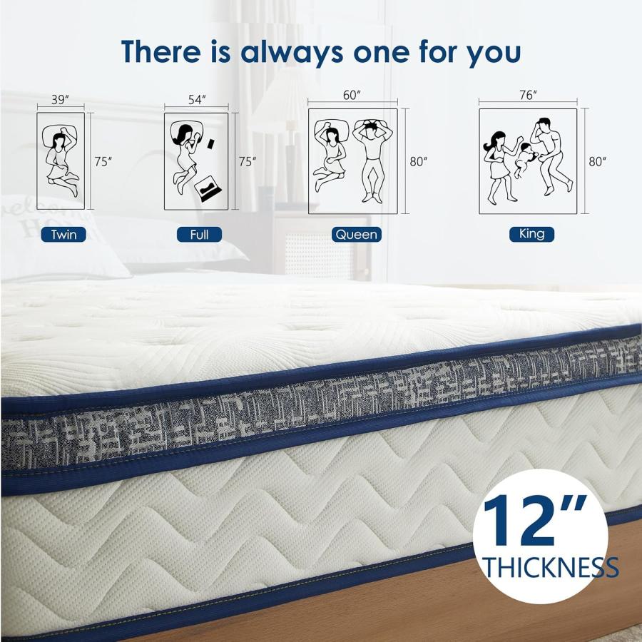 【並行輸入品】 Queen Mattress，12 Inch Queen Size Mattresses in a Box， Memory Fo_4