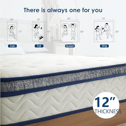 【並行輸入品】 Queen Mattress，12 Inch Queen Size Mattresses in a Box， Memory Fo_5