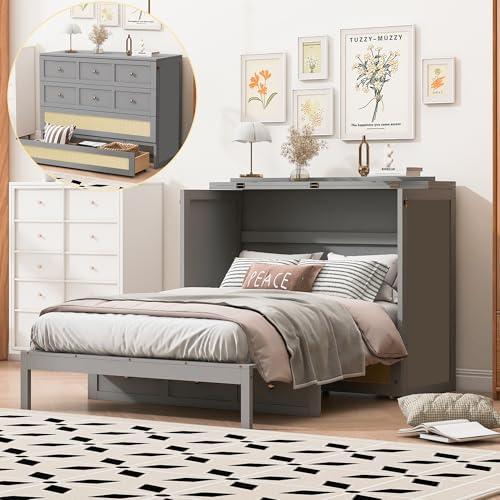 【並行輸入品】 OYUMOENTS Full Size Murphy Bed， Full Size Murphy Bed Cabinet wit