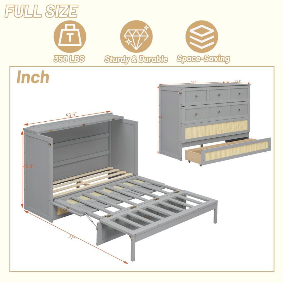 【並行輸入品】 OYUMOENTS Full Size Murphy Bed， Full Size Murphy Bed Cabinet wit