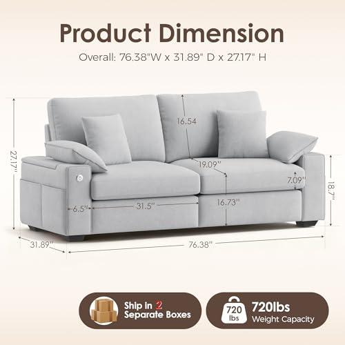 並行輸入品】CHAIRKER 76インチ モダンソファ リビングルーム用 快適な