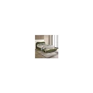【並行輸入品】 Queen Size Olive Green upholstered Bed Frame with Curved Designの画像