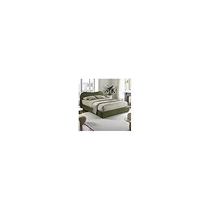 【並行輸入品】 Queen Size Olive Green upholstered Bed Frame with Curved Designの画像