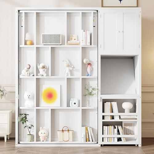 【並行輸入品】 Twin Size White Murphy Bed with Extendable Desk \u0026 Top Cabinet \u0026の画像