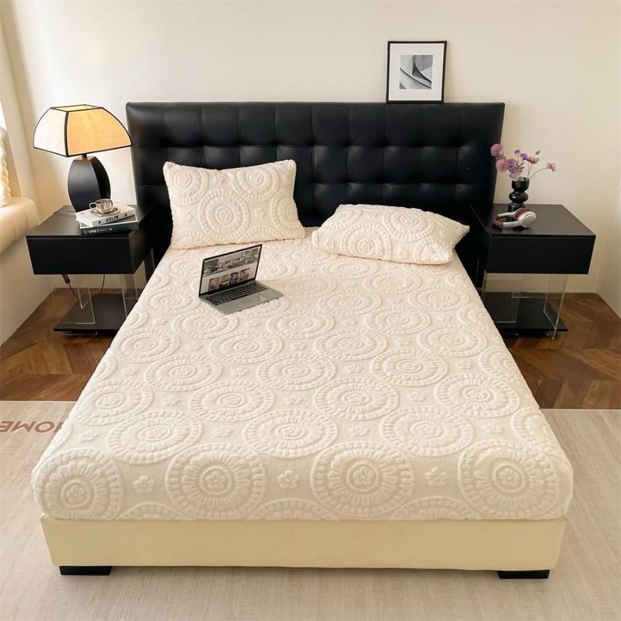 【並行輸入品】 Deep Fitted Sheet Queen(No Pillowcases) Winter Warm Thickened Pl_6