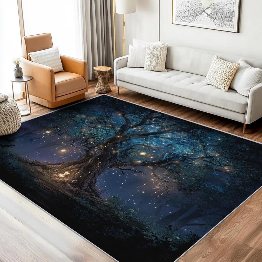 【並行輸入品】 Tree of Life Rug， Washable 3x5 Rug for Living Room， Mythology Fa_3