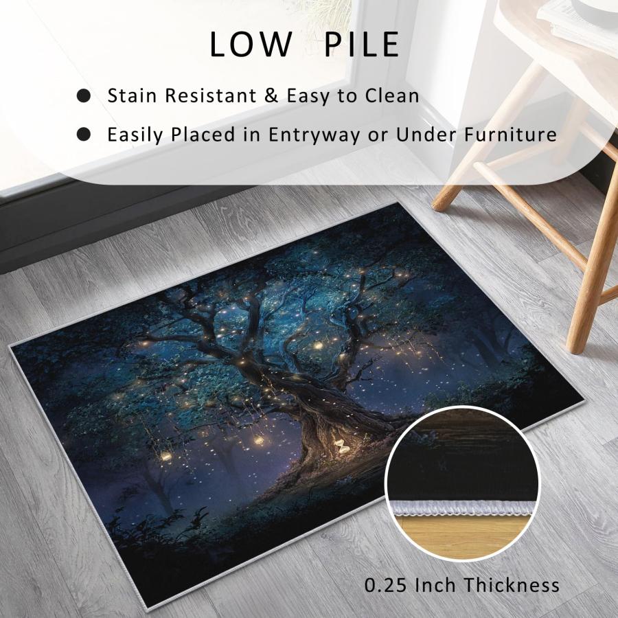 【並行輸入品】 Tree of Life Rug， Washable 3x5 Rug for Living Room， Mythology Fa_9