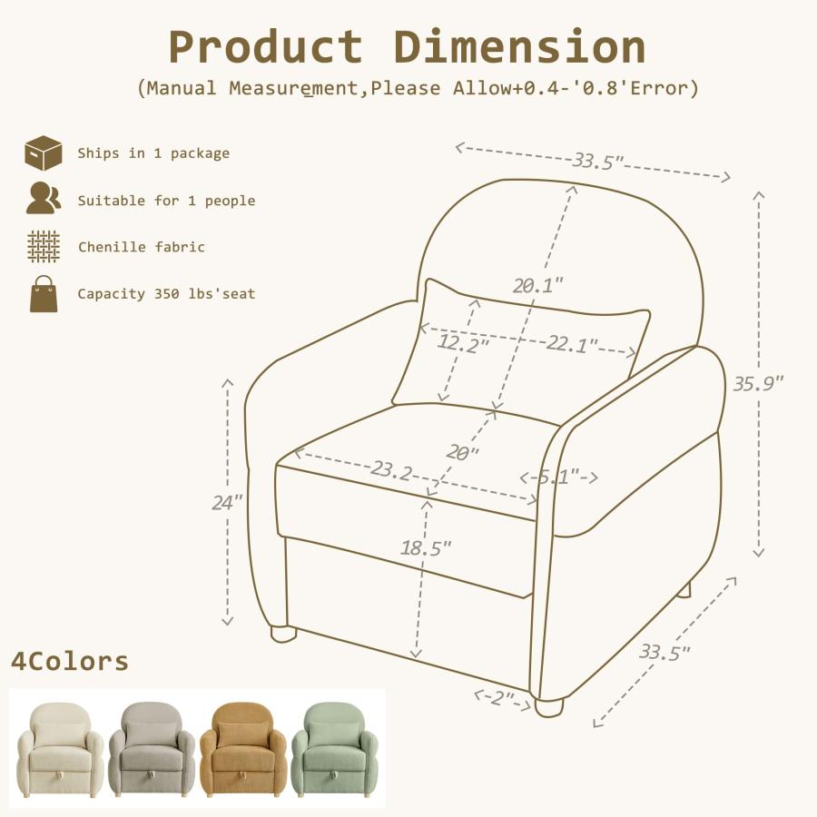 【並行輸入品】 Mofolit 33.5" Mordern Accent Chairs，Reading Chair with Storage，S_3