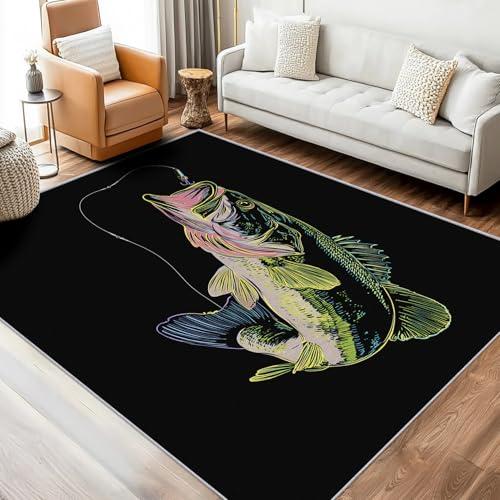 【並行輸入品】 Fishing Rug 6x6 Bedroom， Hunting Pattern Washable Area Rugs for_1