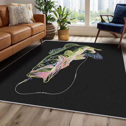 【並行輸入品】 Fishing Rug 6x6 Bedroom， Hunting Pattern Washable Area Rugs for_4