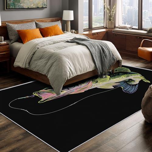 【並行輸入品】 Fishing Rug 6x6 Bedroom， Hunting Pattern Washable Area Rugs for_7