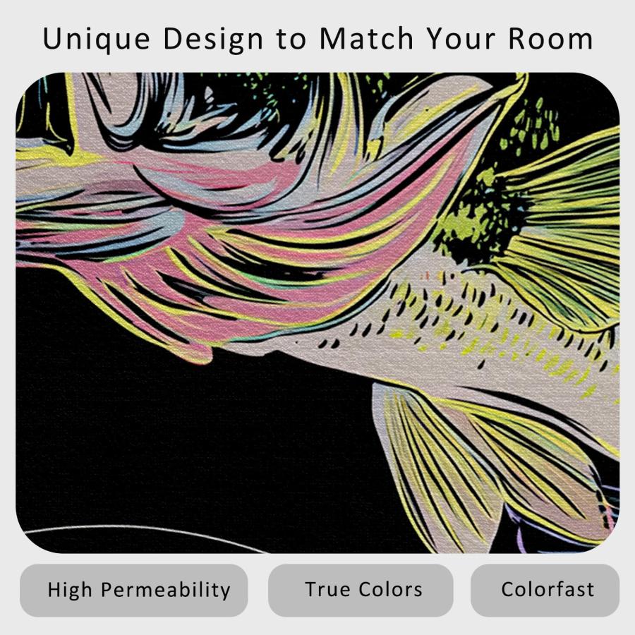 【並行輸入品】 Fishing Rug 6x6 Bedroom， Hunting Pattern Washable Area Rugs for_9