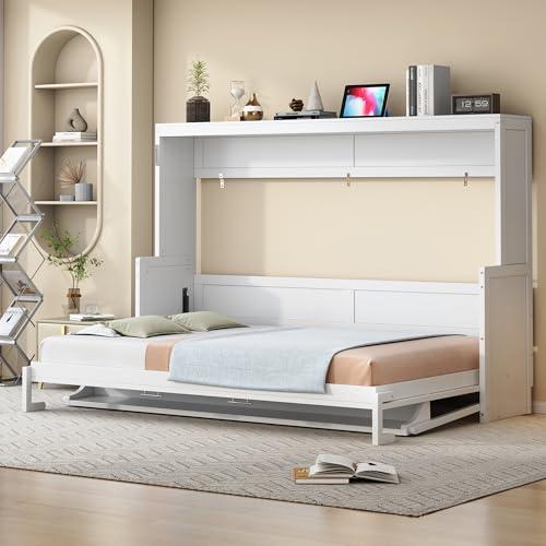 【並行輸入品】 Murphy Bed Queen Size with Desk,Solid Wood Hidden Wall Bed Cabinの画像