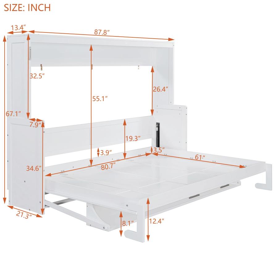 【並行輸入品】 Murphy Bed Queen Size with Desk,Solid Wood Hidden Wall Bed Cabinの画像