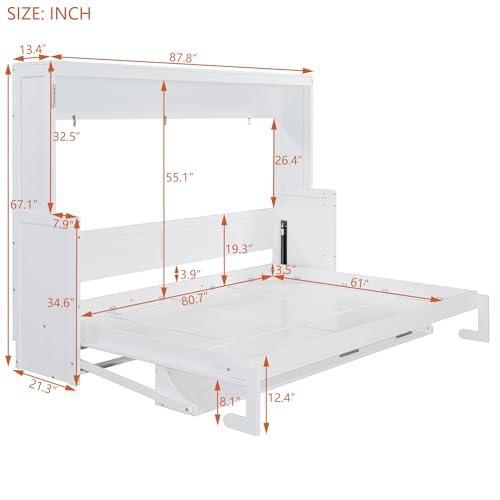 【並行輸入品】 Murphy Bed Queen Size with Desk,Solid Wood Hidden Wall Bed Cabinの画像