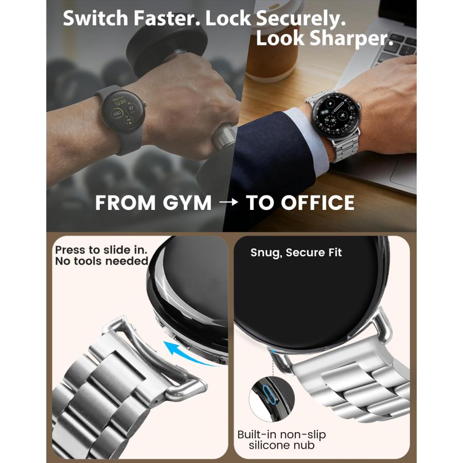 並行輸入品】BlackProメタルバンド Google Pixel Watch 4 45mmバンド