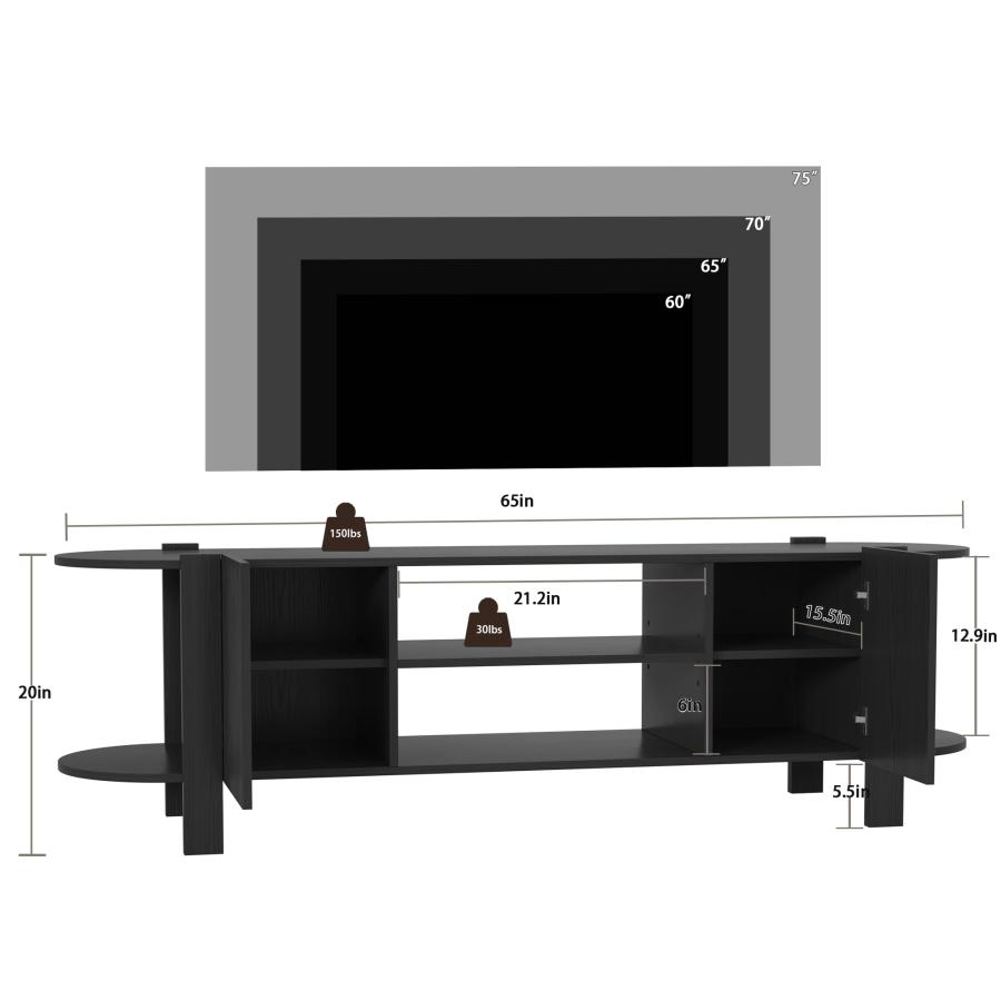 【並行輸入品】ZOSQUARE 65インチ テレビスタンド 最大75インチのテレビ用 溝付きエンターテイメントセンター 調節可能な棚付き カーブ_3