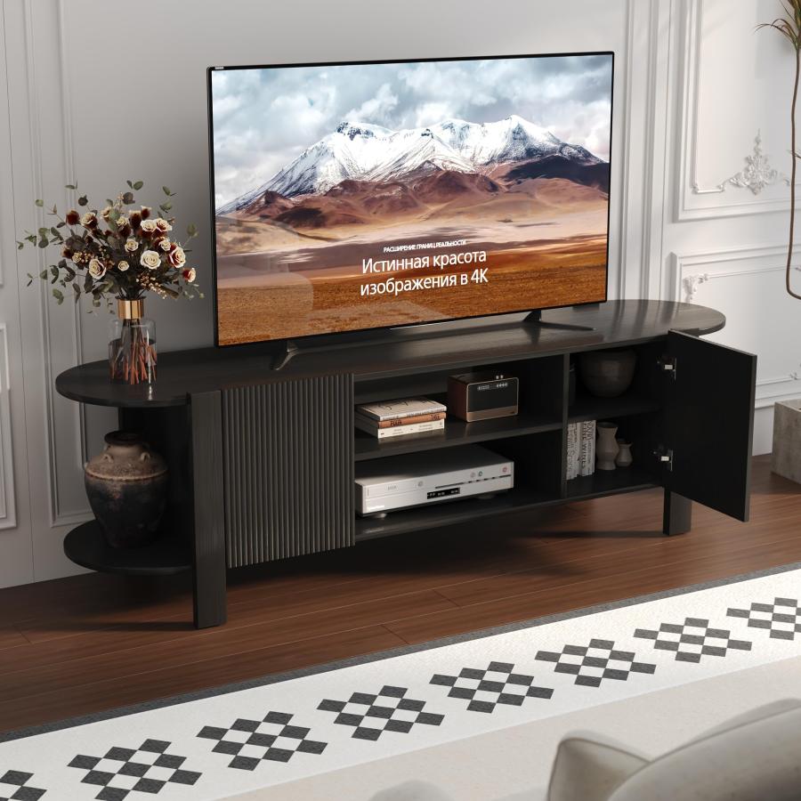 【並行輸入品】ZOSQUARE 65インチ テレビスタンド 最大75インチのテレビ用 溝付きエンターテイメントセンター 調節可能な棚付き カーブ_6