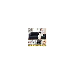 【並行輸入品】60インチ ブラック モダン コーデュロイ ラブシートカウチ、フラシ天 クラウド布張りクッション ミニソファ 2人掛け ラブシート_8
