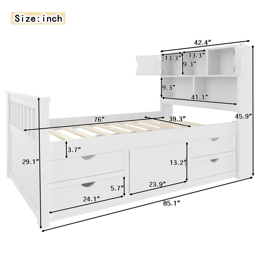 【並行輸入品】 Twin Bed Frame with 3 Tier Storage Bookcases Headboard， Captain_3