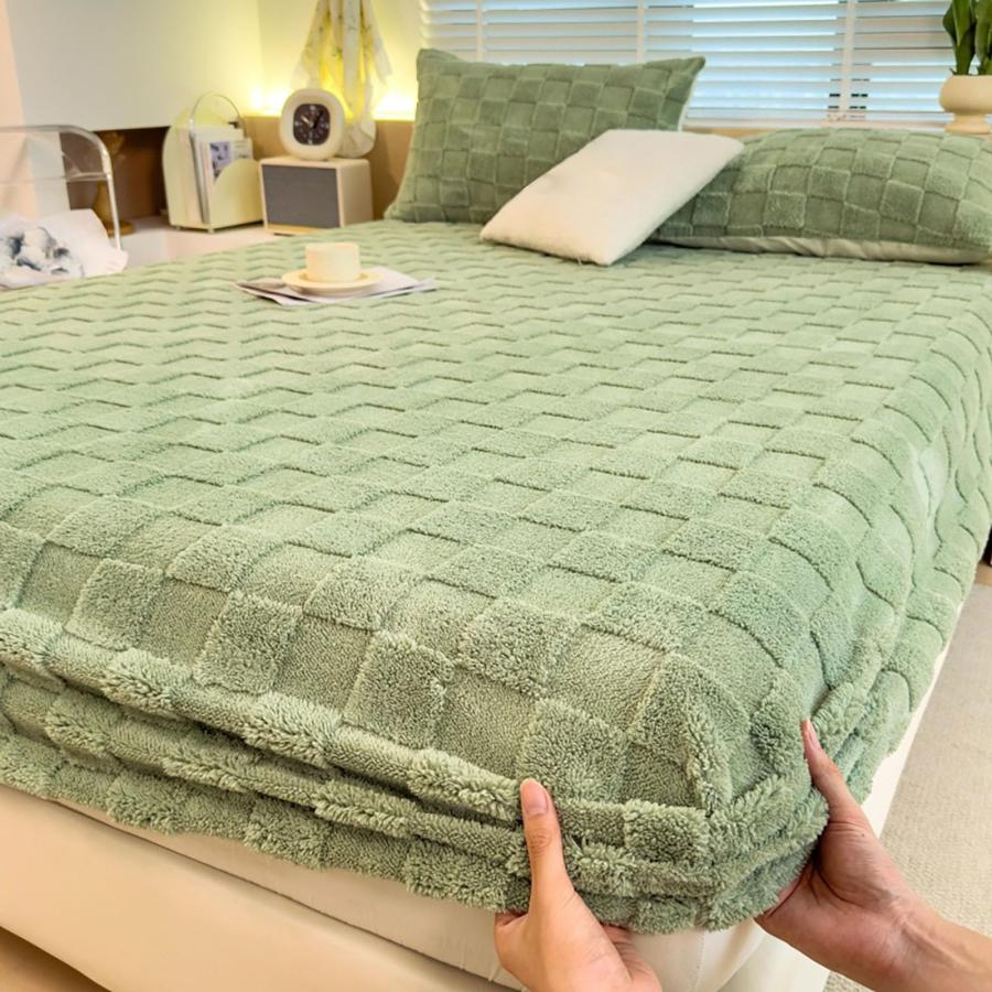 【並行輸入品】 Fitted Bed Sheets Deep Pocket Bed Sheet Queen Size Soft Winter W_6