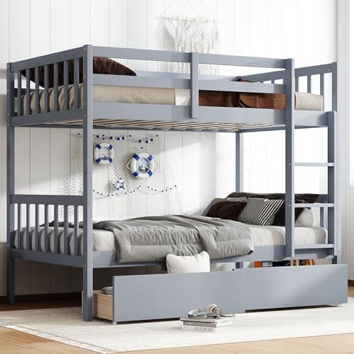 【並行輸入品】 Harper & Bright Designs Twin Over Twin Bunk Beds with Storage Dr_1