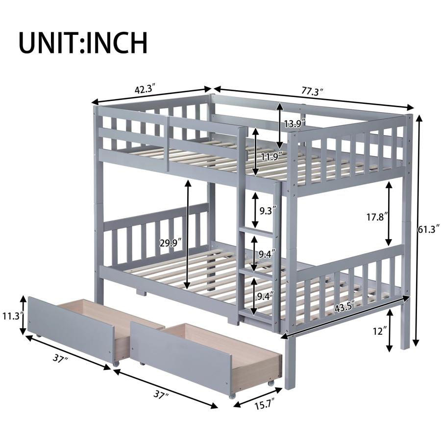 【並行輸入品】 Harper & Bright Designs Twin Over Twin Bunk Beds with Storage Dr_3