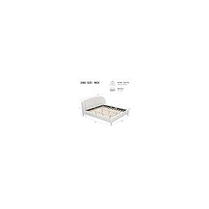 【並行輸入品】 JIJIWANG King Size Boucle Upholstered Bed Frame with Wingback He_5
