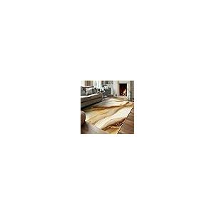 【並行輸入品】 Brown Marble Rug， 4x6 Area Rugs Mustard Textured Gold Beige Patt_2