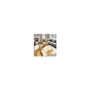 【並行輸入品】 Brown Marble Rug， 4x6 Area Rugs Mustard Textured Gold Beige Patt_8