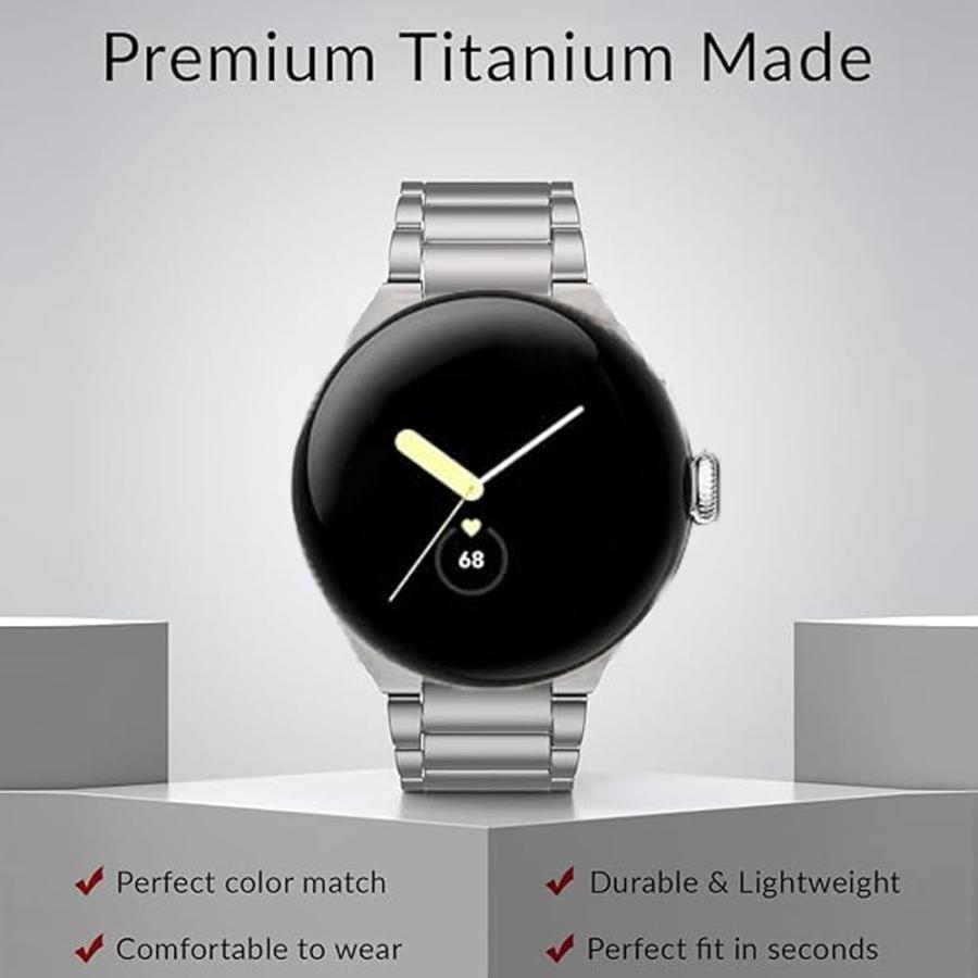 【並行輸入品】シンジング チタンバンド Google Pixel Watch 4/3 45mmバンド対応 チタンメタルストラップ Pixel Wの画像
