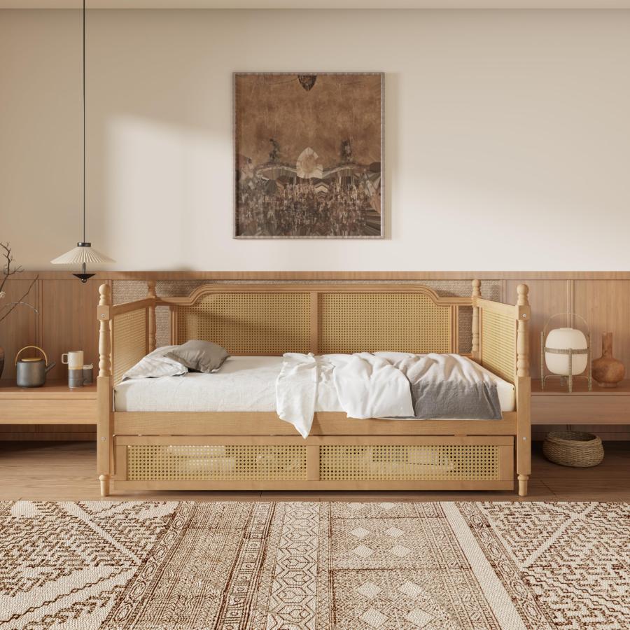 【並行輸入品】 Harper & Bright Designs Twin Size Rattan Daybed with Storage Dra_3