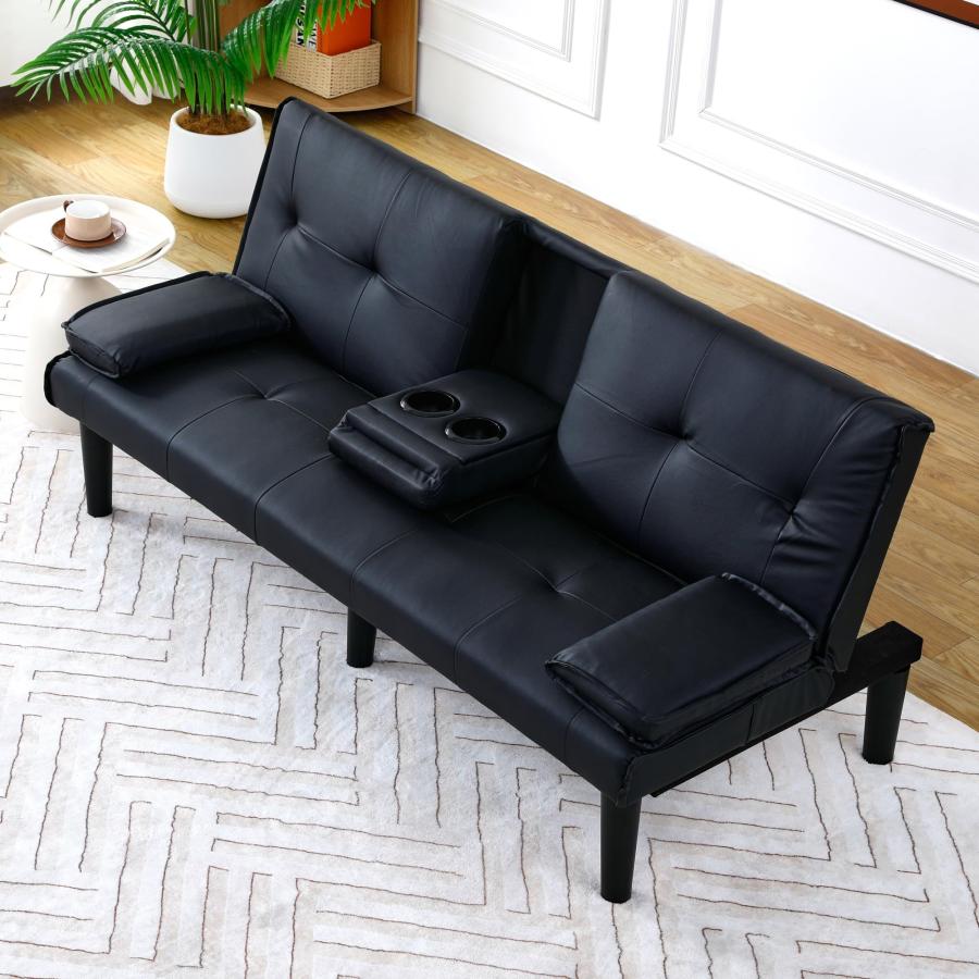 【並行輸入品】 AnoYishev Futon Sofa Bed PU Leather Modern Convertible Futon Cou
