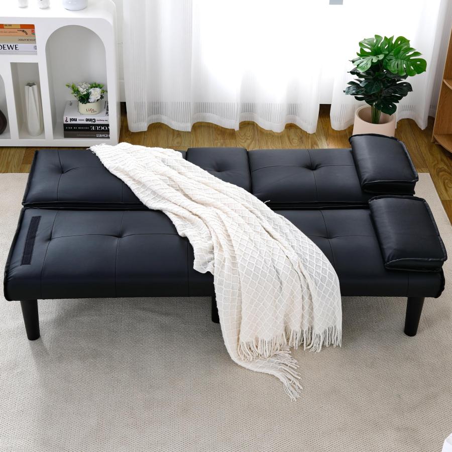【並行輸入品】 AnoYishev Futon Sofa Bed PU Leather Modern Convertible Futon Cou