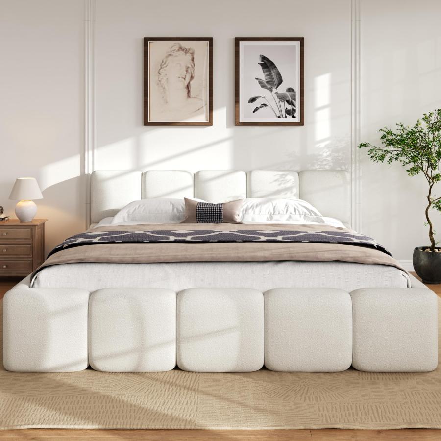 【並行輸入品】Harper & Bright Designs カリフォルニアキングサイズ ブークレプラットフォームベッド フロアプラットフォーム