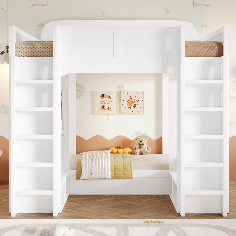 【並行輸入品】 Harper \u0026 Bright Designs Triple Bunk Bed Twin XL \u0026 Twin Over Twin_3