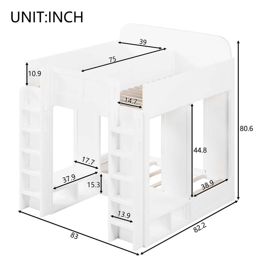 【並行輸入品】 Harper \u0026 Bright Designs Triple Bunk Bed Twin XL \u0026 Twin Over Twin_9