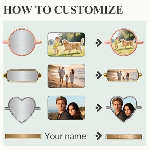 【並行輸入品】 XinYiiLun Personalized Watch Band Charm with Photo Text Engravedの画像