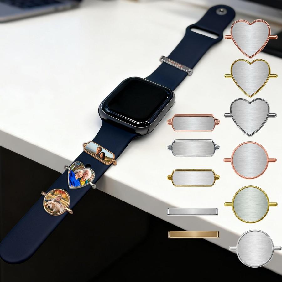 【並行輸入品】 XinYiiLun Personalized Watch Band Charm with Photo Text Engravedの画像