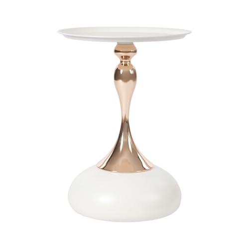 【並行輸入品】 Ironalita White Pedestal Side Table for Small Spaces， Metal Roun_1