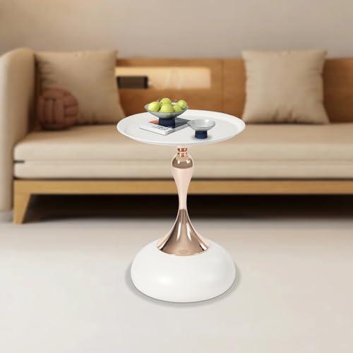 【並行輸入品】 Ironalita White Pedestal Side Table for Small Spaces， Metal Roun_4