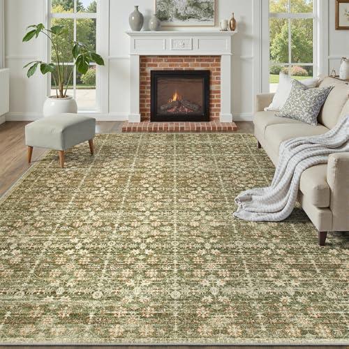 【並行輸入品】DCX 洗濯機洗い可能 オリーブとグリーンのラグ 8x10 DCX 8x10 Neutral Rug， Kid & Pet Fri_1