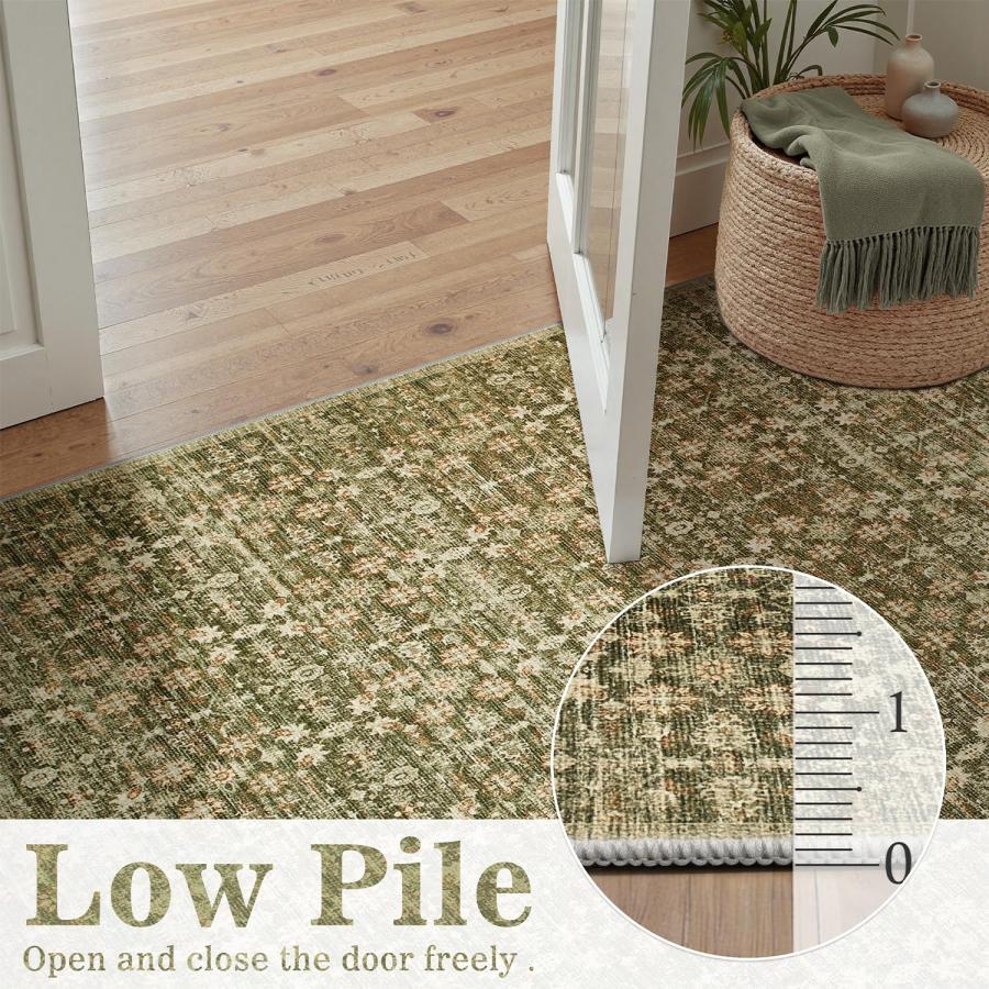【並行輸入品】DCX 洗濯機洗い可能 オリーブとグリーンのラグ 8x10 DCX 8x10 Neutral Rug， Kid & Pet Fri_9