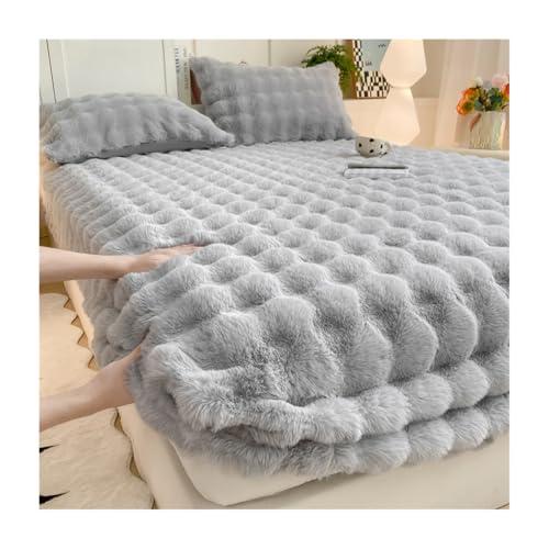 【並行輸入品】 Puffy Comfort Thickened Faux Rabbit Fur Bed Sheet Set， Milk Velv_1