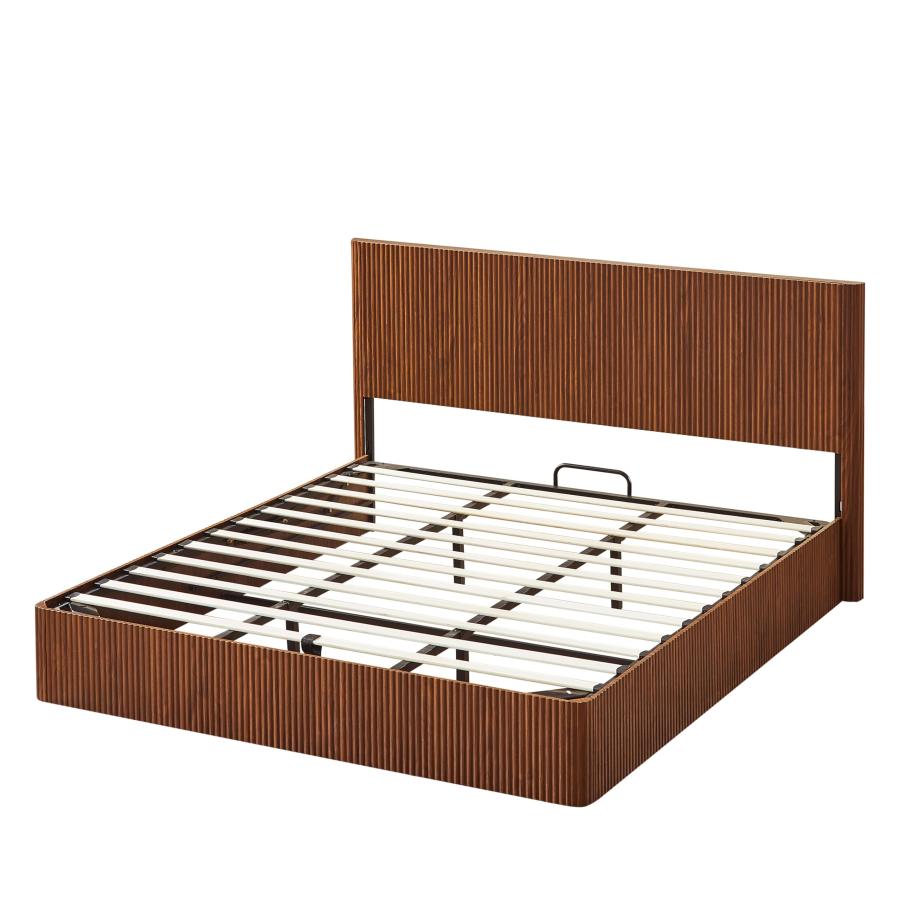 【並行輸入品】 LUMISOL King Size Mid Century Modern Fluted Platform Bed with Hy_9