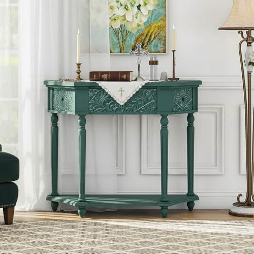 【並行輸入品】 YHAOWORKS Carved Console Table with 1 Drawer， Sofa Table with Op_1
