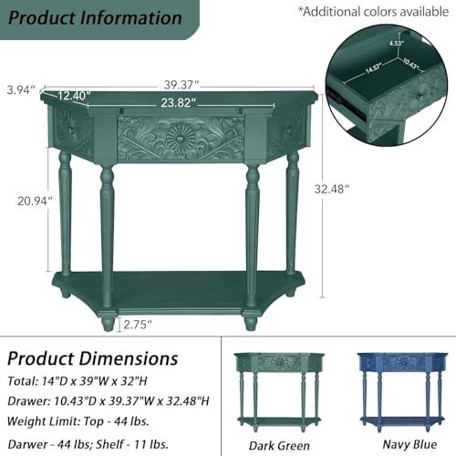 【並行輸入品】 YHAOWORKS Carved Console Table with 1 Drawer， Sofa Table with Op_4