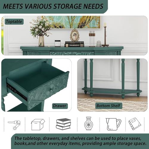 【並行輸入品】 YHAOWORKS Carved Console Table with 1 Drawer， Sofa Table with Op_7