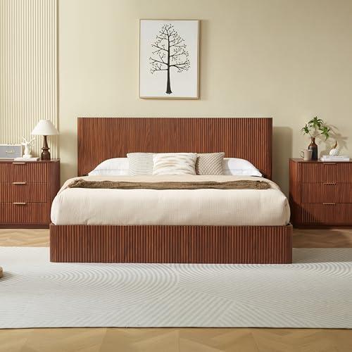 【並行輸入品】 LUMISOL King Size Lift Up Storage Bed Frame， Wooden Platform Bed_4