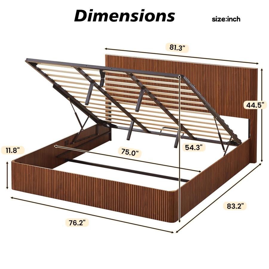 【並行輸入品】 LUMISOL King Size Lift Up Storage Bed Frame， Wooden Platform Bed_9